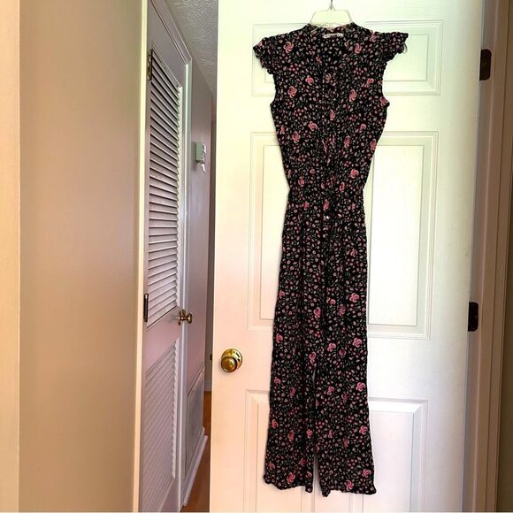Banjanan Black Floral Antoinette Jumpsuit Size Small - Picture 3 of 6